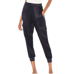 LNA x REVOLVE x SHOPBOP Satin Silky Cargo Jogger Navy Blue, Size‎ S